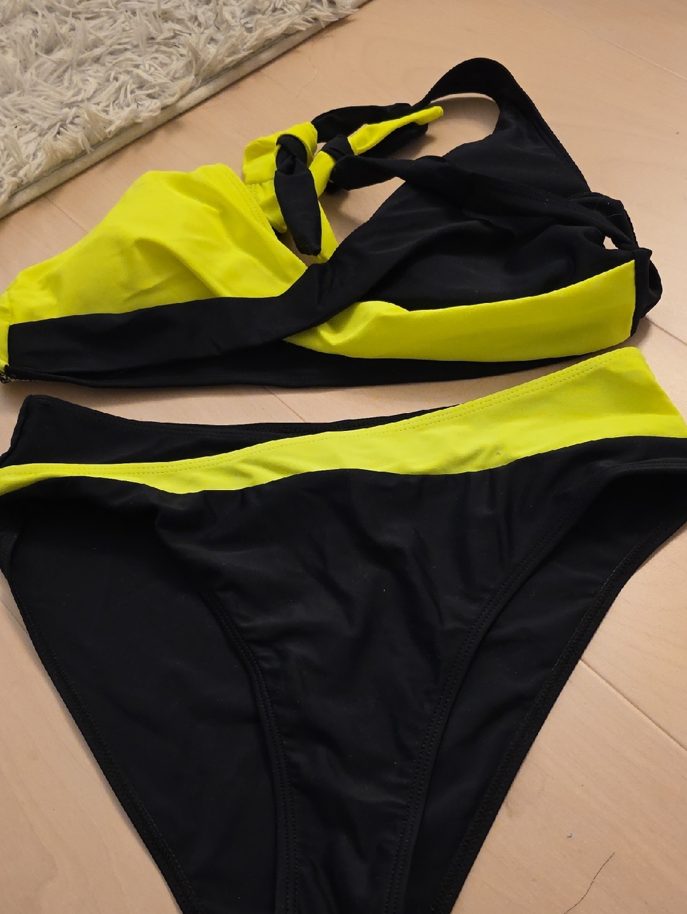 Black & Neon Yellow Women's Two-Piece Bikini